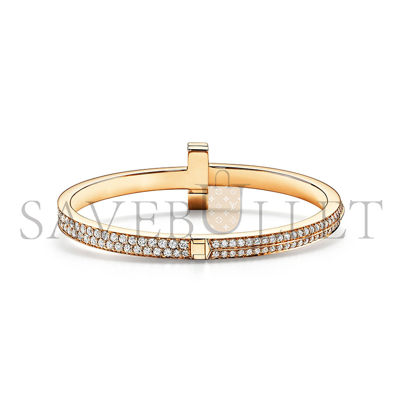 TIFFANY T1 WIDE DIAMOND HINGED BANGLE IN YELLOW GOLD 68127262